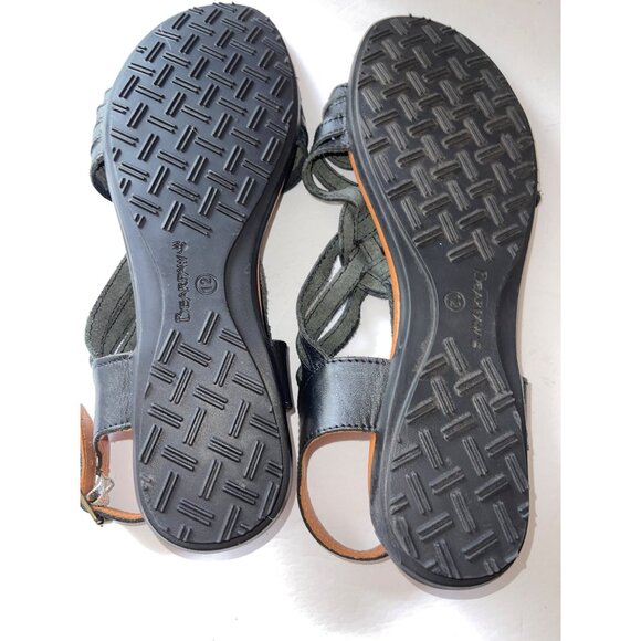 Huaraches by Bearpaw Sandals Womens Size 12 Agate Strappy Black Leather Open Cas - Picture 7 of 7